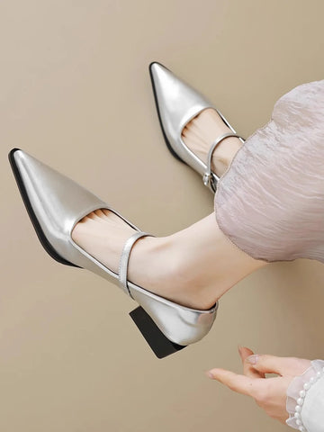 Xajzpa Flat Black Shoes For Women Oxfords Pointed Toe Female Footwear Leather New Dress On Heels Summer Mary Janes Office & Career